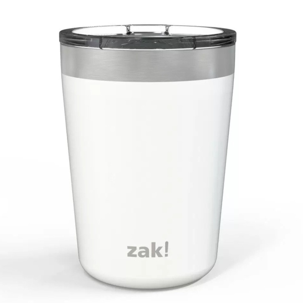 Zak! Designs 12oz Insulated Double Wall Stainless Steel BPA Free Tumbler, White